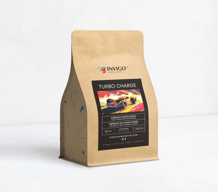 Turbo Charge dark roast espresso - Highly Caffeinated Coffee Blend